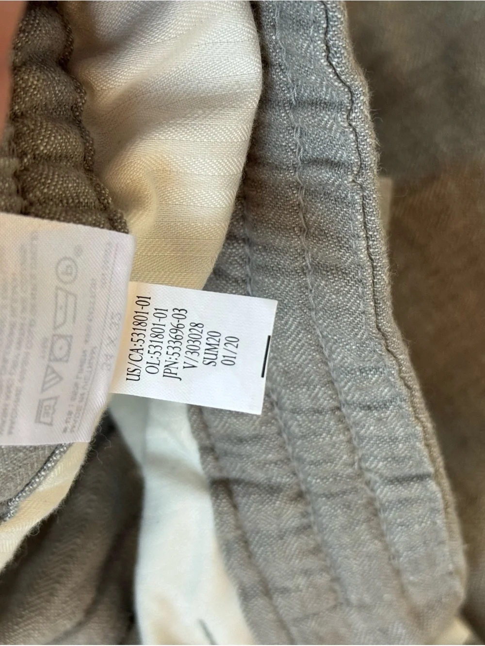 Banana Republic Linen Blend Mason Athletic Pants Mens 34x32 Gray